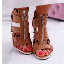 FE1 Ženske sandale na petu Elegantan zatvarač na prednjoj strani Rahel smeđa 2