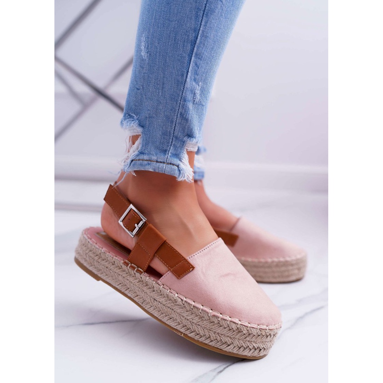 NFR Ženske espadrile od antilopa na platformi Pink Parteno ružičasta 1