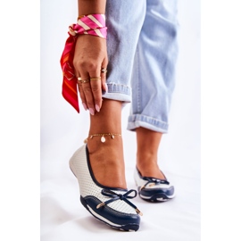 EVE Ženske bijele i tamnoplave kožne balerinke Erdola bijela mornarsko plava 1