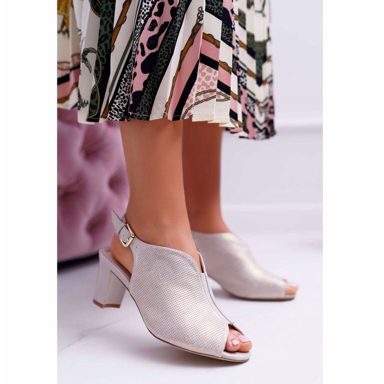 Ženske sandale na visoku petu Sergio Leone SK800 Bež Fanfara 1