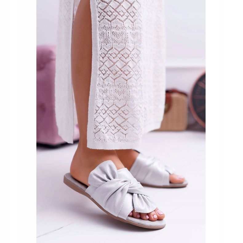 EVE Ženske papuče sa sivom mašnom za sjedenje siva 1