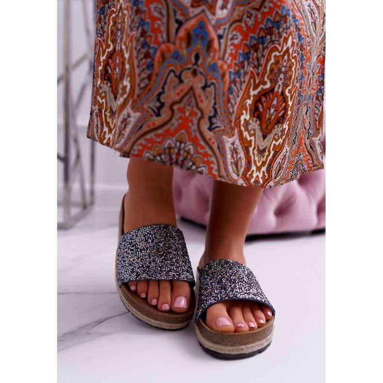 S.Barski Elegantne ženske papuče, debeli potplat od dresa plava 2