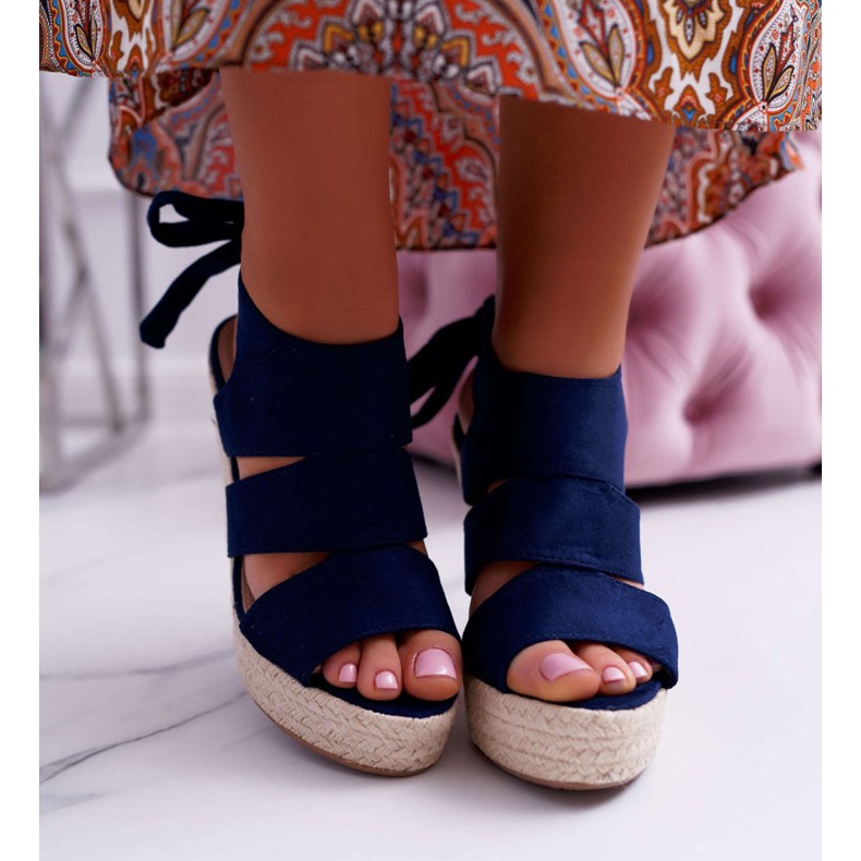 BUGO Ženske sandale na klin Yenga klin tamnoplava 2