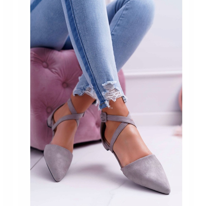 PS1 Ženske balerinke od sivog antilopa u Spitz Medeni siva 2