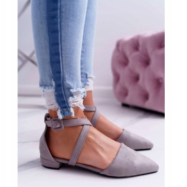 PS1 Ženske balerinke od sivog antilopa u Spitz Medeni siva 1