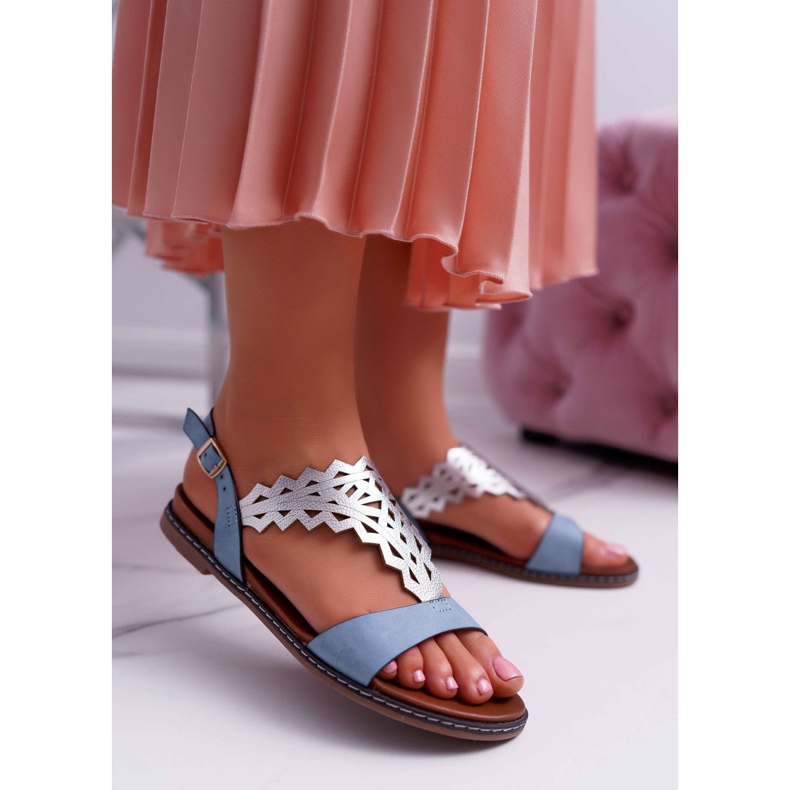 Ženske sandale ravne Sergio Leone SK011 Plava Lirielle 1