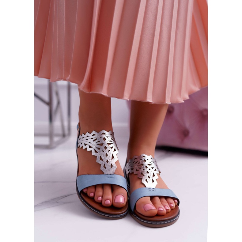 Ženske sandale ravne Sergio Leone SK011 Plava Lirielle 2