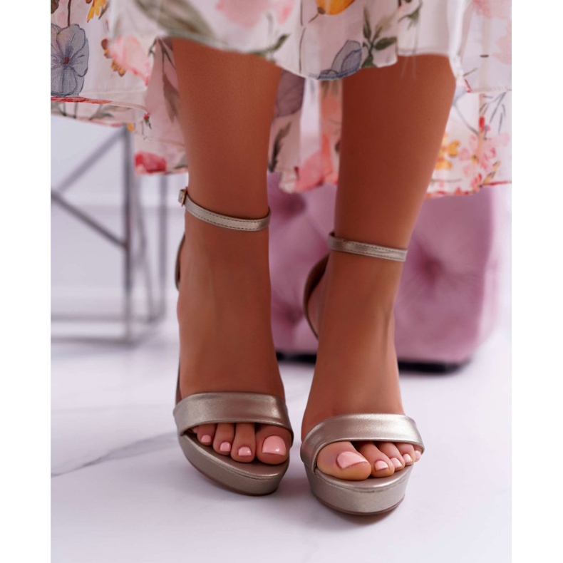 Moow Ženske sandale na zlatnoj platformi Ellania na visokim potpeticama zlatna 2