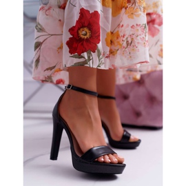 Moow Ženske sandale na crnoj platformi Ellania s visokom petom crna 1