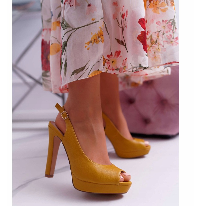 Moow Ženske sandale na štiklu žute Lorajn žuta boja 1