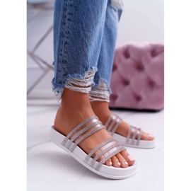 Moow Ženske papuče s kubnim cirkonijem bijela larena 1