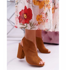 FW1 Ženske sandale na visokoj peti Peep Toe Camel Nevienna smeđa 1