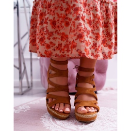 FRERY Ženske sandale na klin žica Camel Liluena smeđa 2