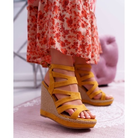 FE1 Ženske sandale na klinu, žuta žica, Liluena žuta boja 1