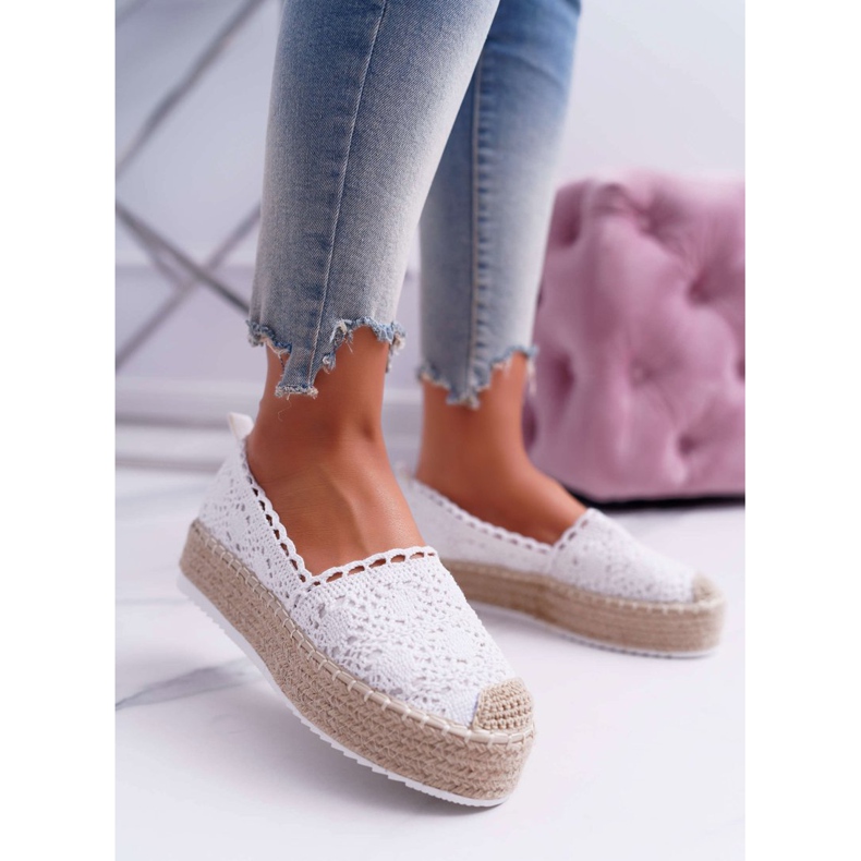 BUGO Ženske čipkaste espadrile Bijela Lovely Haven 1