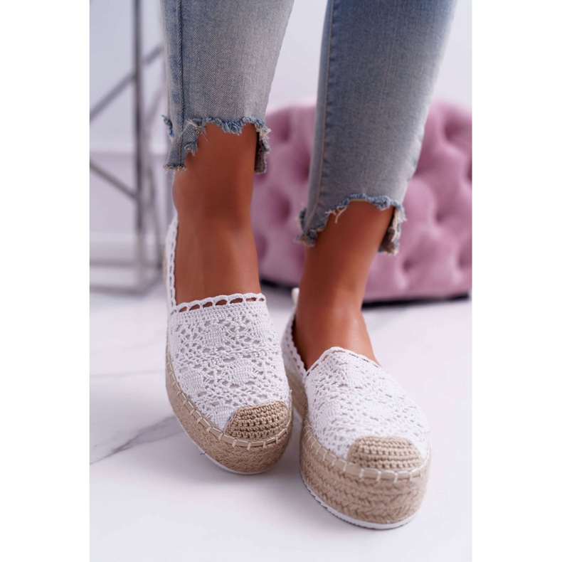 BUGO Ženske čipkaste espadrile Bijela Lovely Haven 2