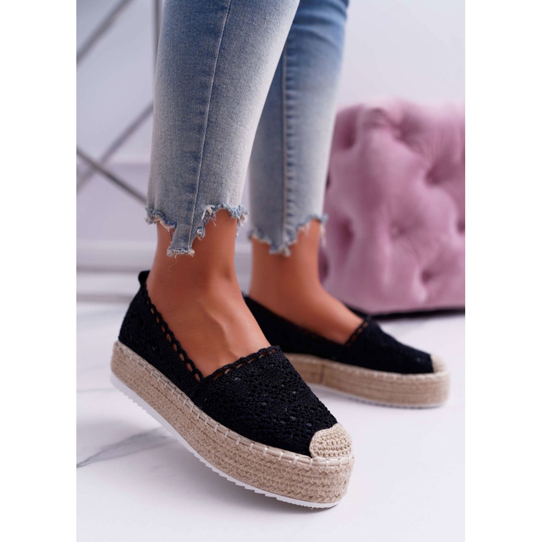 Ženske espadrile od crne čipke Lovely Haven crna 1