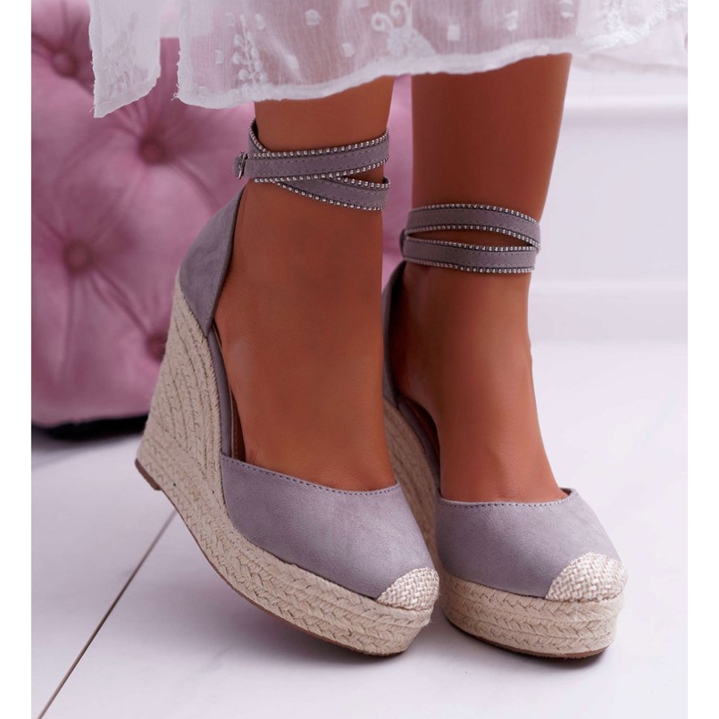 FRBS Ženske sandale na lanastoj platnenoj sivoj kanteroli siva 2