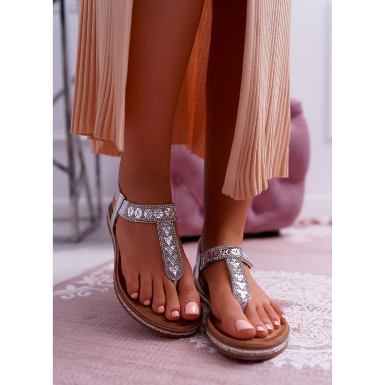 FRBS Ženske sandale s navlakom sa cirkonima Srebrna Mabellena siva 2