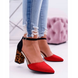 PS1 Ženske pumpe na peti Leopard Red Ferri smeđa crna crvena 1