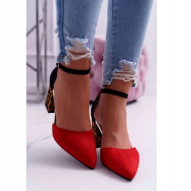 PS1 Ženske pumpe na peti Leopard Red Ferri smeđa crna crvena 2