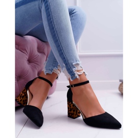 SEA Ženske pumpe na peti Leopard Black Ferri smeđa crna 2