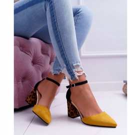 PS1 Ženske pumpe na peti Leopard Yellow Ferri smeđa crno raznobojna žuta boja 1
