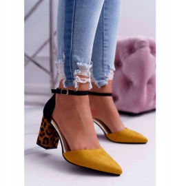 PS1 Ženske pumpe na peti Leopard Yellow Ferri smeđa crno raznobojna žuta boja 2