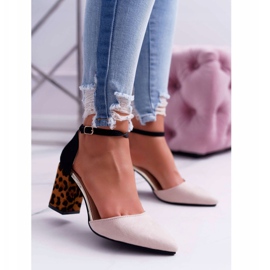 PS1 Ženske pumpe na peti Leopard Beige Ferri bež crno raznobojna 1