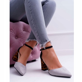 PS1 Ženske pumpe na peti Leopard Grey Ferri smeđa crna siva 1