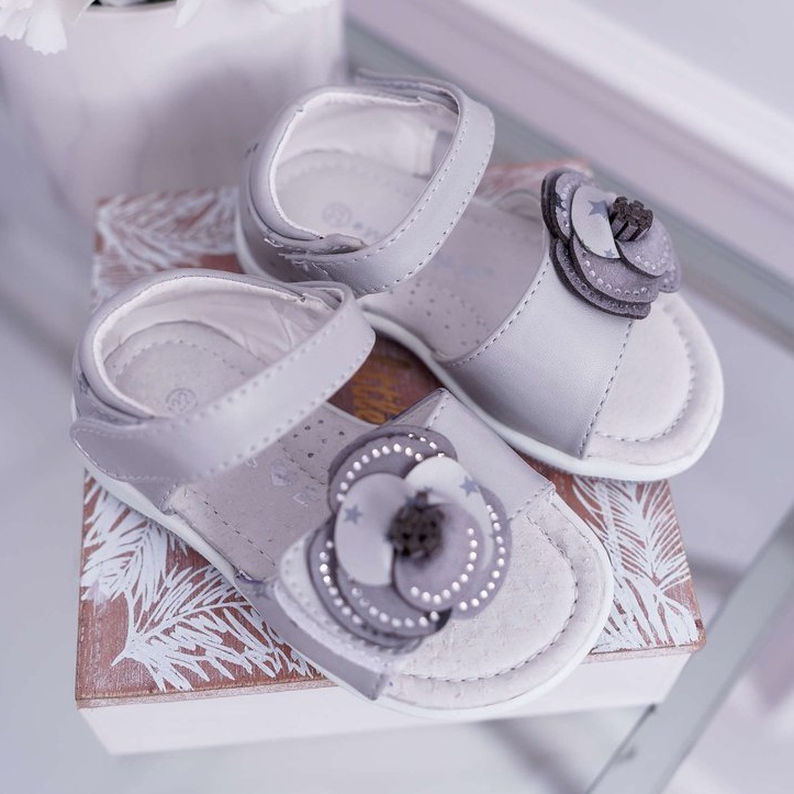 EVE Dječje sandale s čičkom za djevojčice Sivi flamenko siva 1