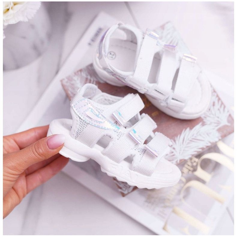 FRROCK Dječje sandale s čičkom za djevojčice Bijela Kimmi 2