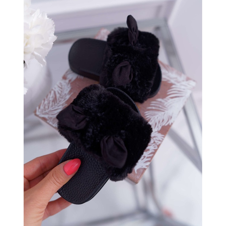 FRROCK Dječje papuče s krznom i oštećenjem Crna Thoa crno 2