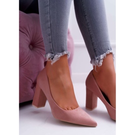BUGO Ženske pumpe na petu Suede Pink Clarina ružičasta 2