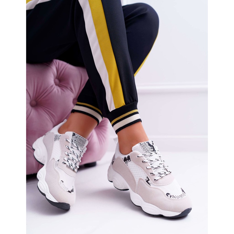 NFR Ženske sportske cipele Od antilopa bijela lizalica od zmijske kože siva 1