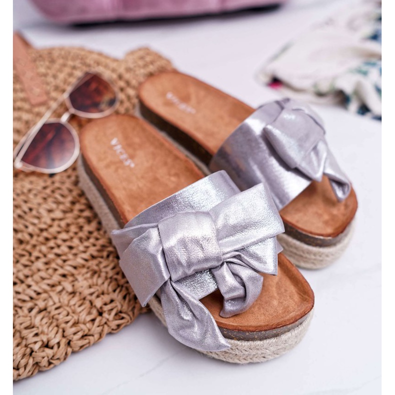 Vices Ženske papuče, poroci srebrni 6275 siva 1