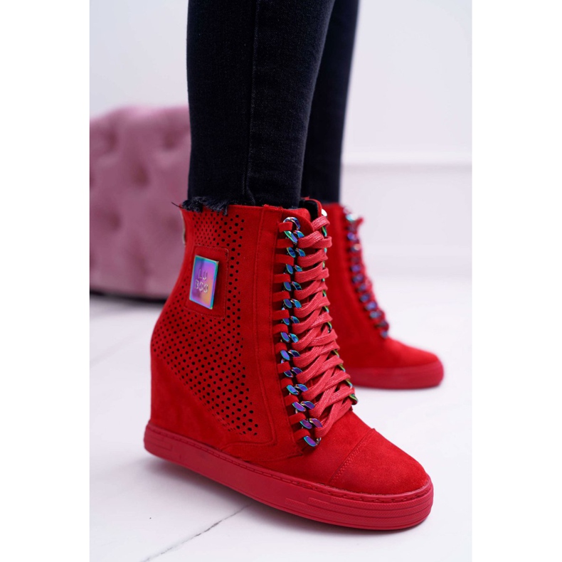 Ženske tenisice Lu Boo Openwork Suede Red Clamma crvena 1