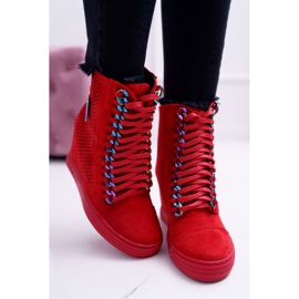 Ženske tenisice Lu Boo Openwork Suede Red Clamma crvena 2