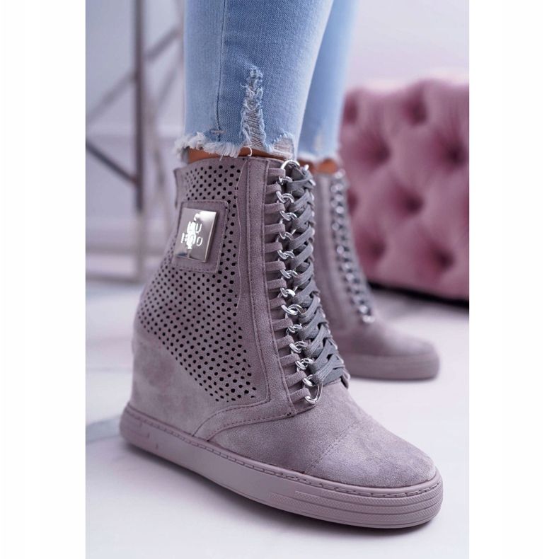 Ženske tenisice Lu Boo Openwork Suede Grey Clamma siva 1