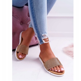 Lu Boo ženske zlatne papuče sa šljokicama zlatna 1