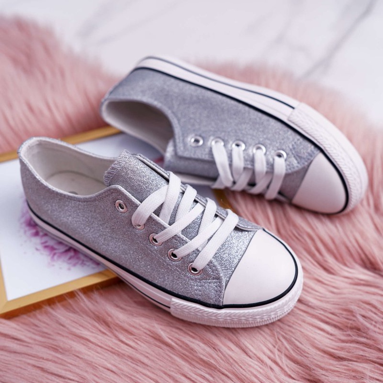 FRROCK Dječje mlade tenisice Brokat Silver Misty siva 2