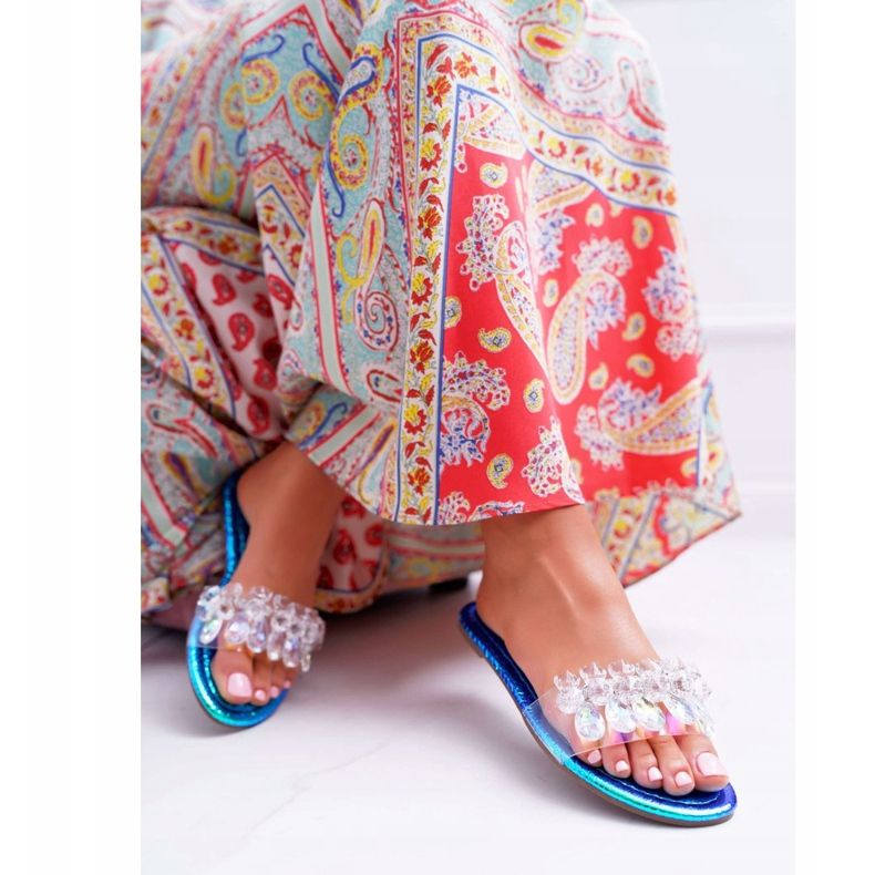 Ženske papuče s kubnim cirkonijom Lu Boo Petrol Plava Mediana 1