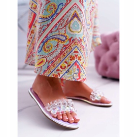 Ženske papuče s kubnim cirkonijom Lu Boo Petrol Silver Mediana siva 1