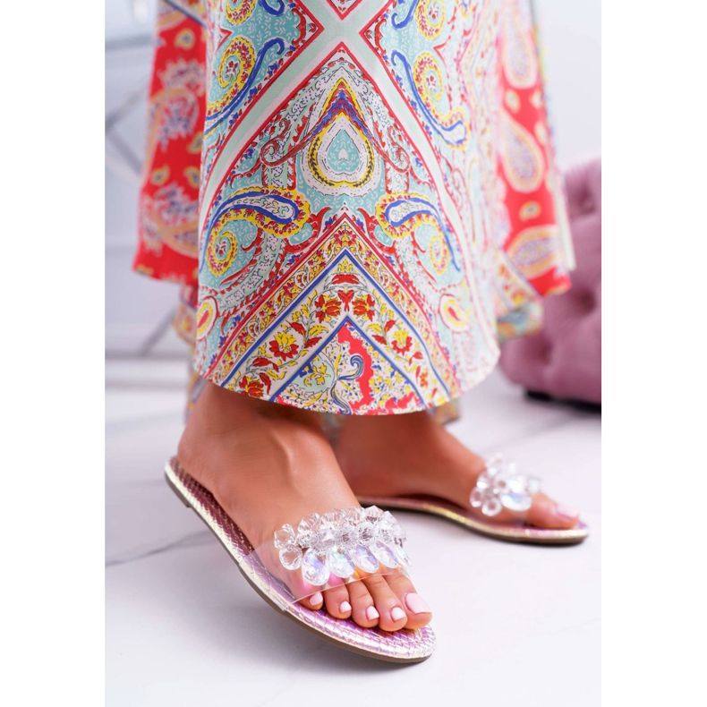 Ženske papuče s kubnim cirkonijom Lu Boo Petrol Pink Mediana ružičasta 1