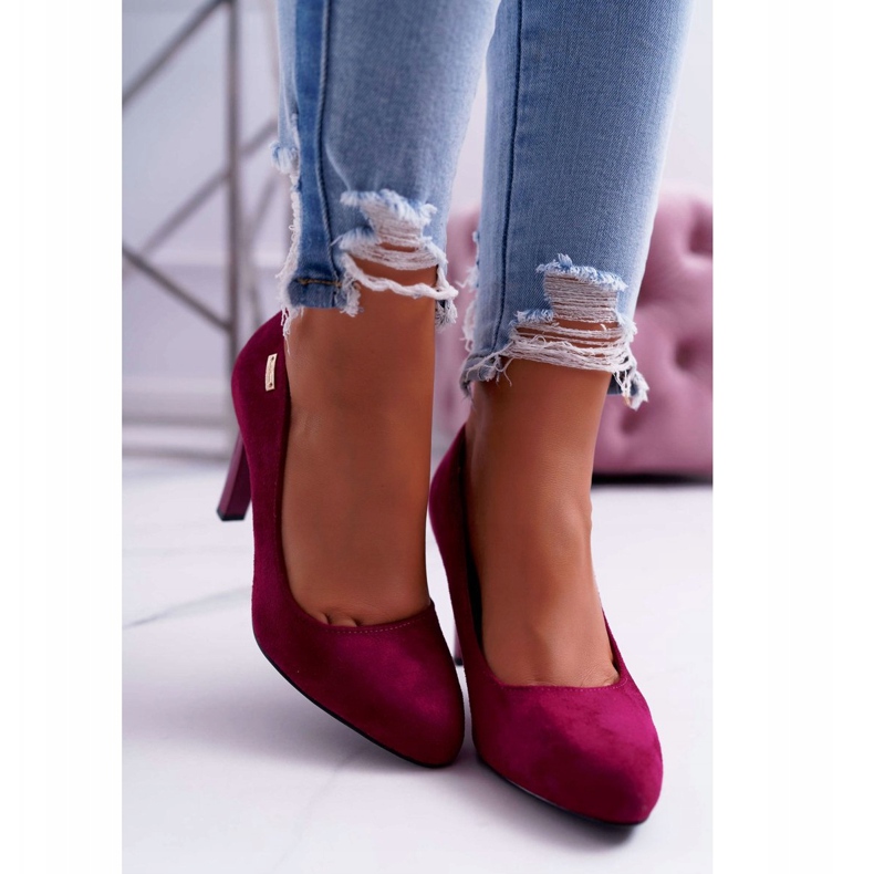 Ženske pumpe Na petu Suede Dark Fuchsia Sergio Leone Campbell ružičasta 2