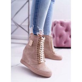 Ženske tenisice Lu Boo Zlatni lanac Suede Bež Monica 1