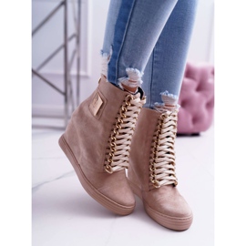 Ženske tenisice Lu Boo Zlatni lanac Suede Bež Monica 2