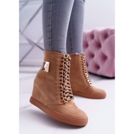 Ženske tenisice Lu Boo Zlatni lanac Suede Camel Monica smeđa 1