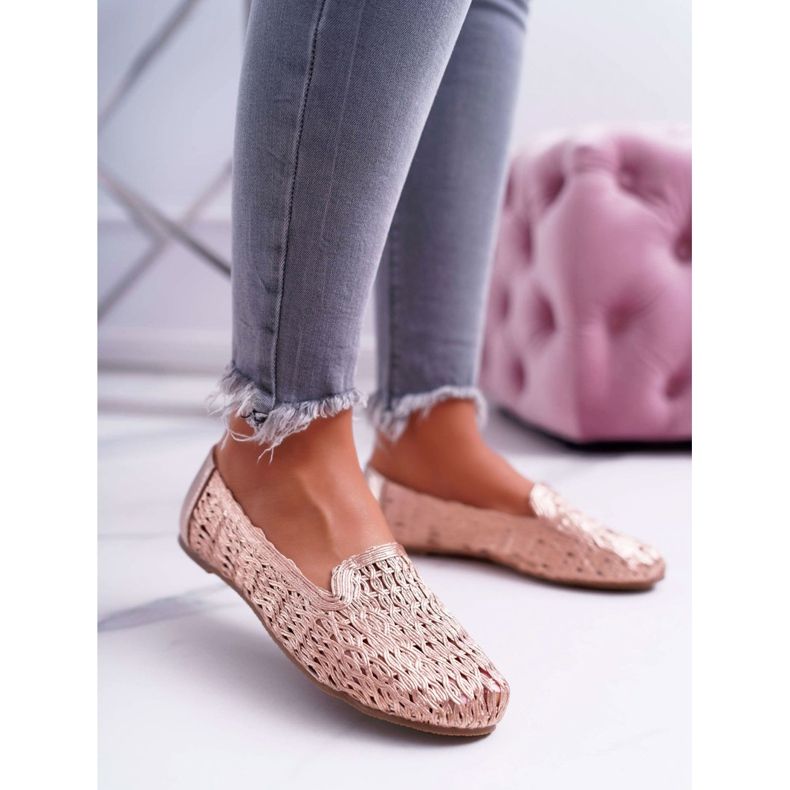 Ženske balerinke Lu Boo pletene ružičasto zlato 4Ever ružičasta 1