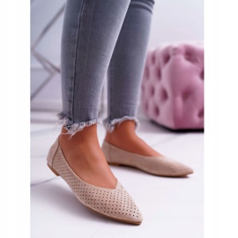Ženske balerinke Lu Boo Openwork bež desert 1